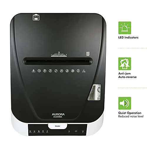 Aurora 200-Sheet Auto Feed Micro-Cut Paper Shredder Security Level P-5