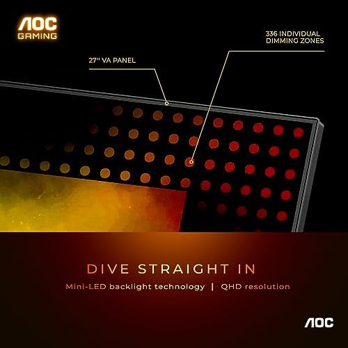 AOC Q27G3XMN 27" QHD Gaming Monitor, Mini LED, 180Hz 1ms, HDR 1000