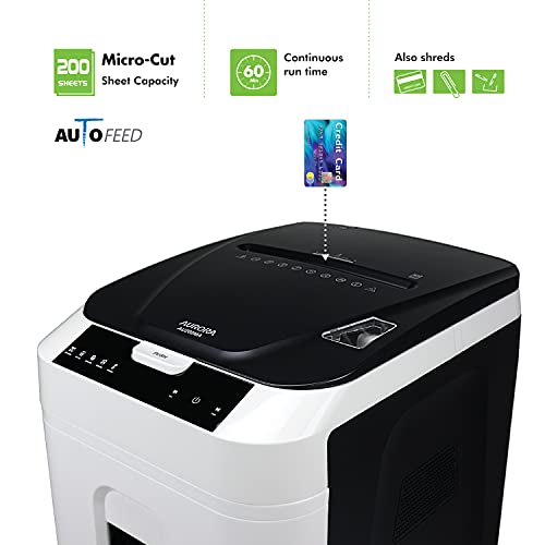 Aurora 200-Sheet Auto Feed Micro-Cut Paper Shredder Security Level P-5