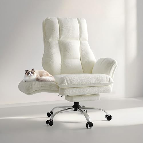 Big and Tall Executive Office Chair, Ergonomic with Foot Rest, White