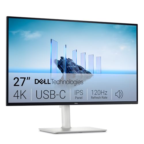 Dell S2725QC 27" 4K USB-C Monitor, 120Hz AMD FreeSync, Ash White